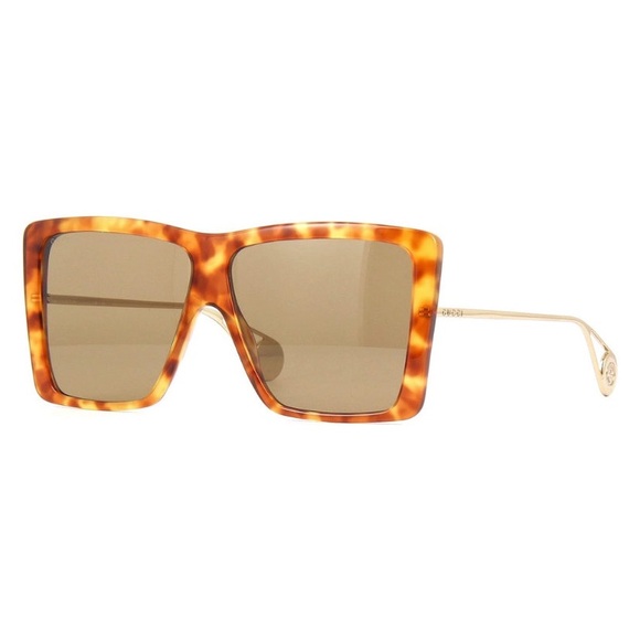 NEW GUCCI HAVANA BROWN SUNGLASSES GUCCI WOMEN OVERSIZED EYEWEAR - Picture 1 of 4